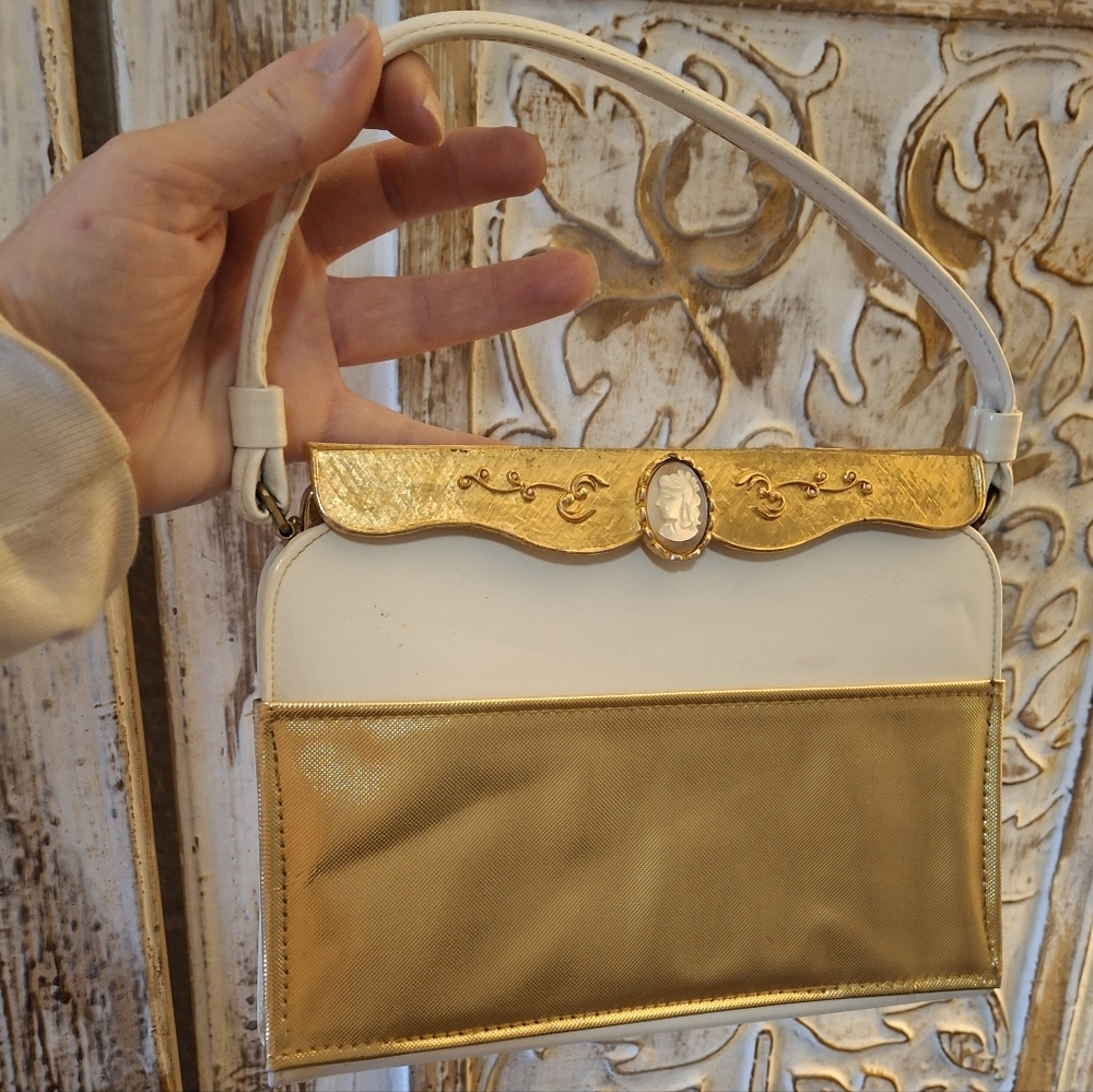 Vintage "After Five" White Gold Frame with Cameo Evening Bag.